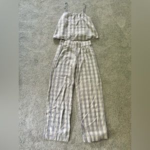 Madewell Crinkle Wide-Leg Pajama Set in Gingham Check